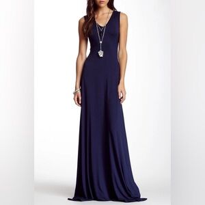 Go Couture V-Neck Sleeveless Maxi Dress | Navy | Medium | NWT